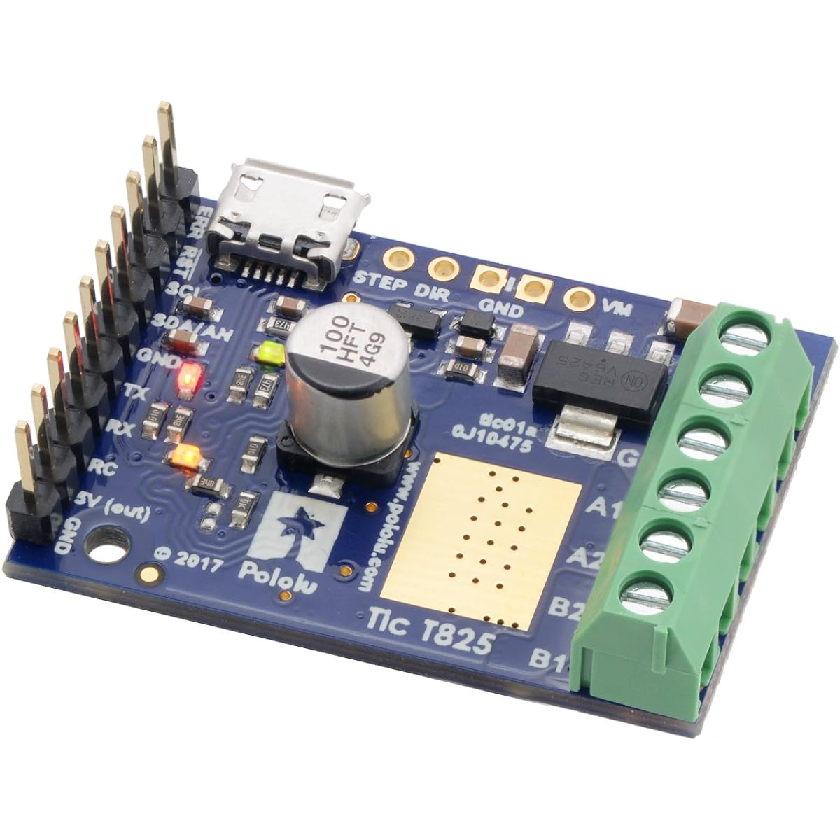 Pololu Tic T825 USB Multi-Interface Stepper Motor Controller (Connector is Soldered) (Item:3130)