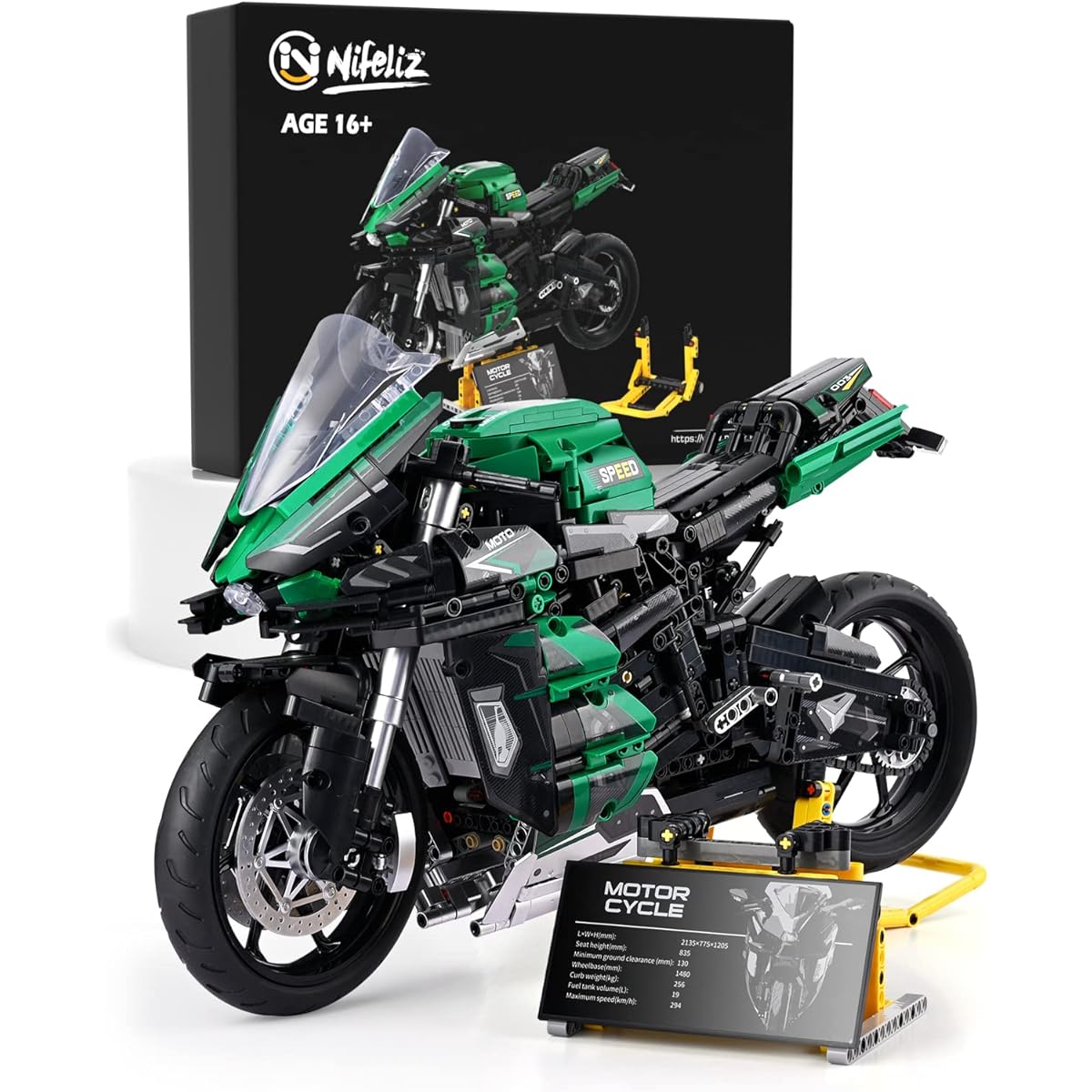 Nifeliz H2 Motorcycle Model Building Kit, Build an Impressive Motorcycle Display Model, Large Motorcycle Building Set, Gift Ideas for Adults (2088 Pieces)