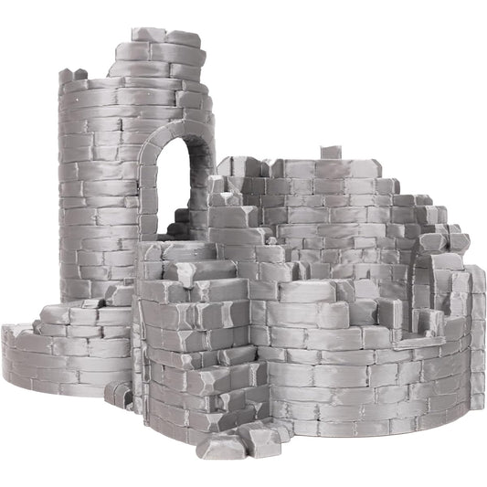 Tabletop Terrain Castle Tower Ruin 28mm 32mm Miniature for Fantasy Wargames and RPGs.
