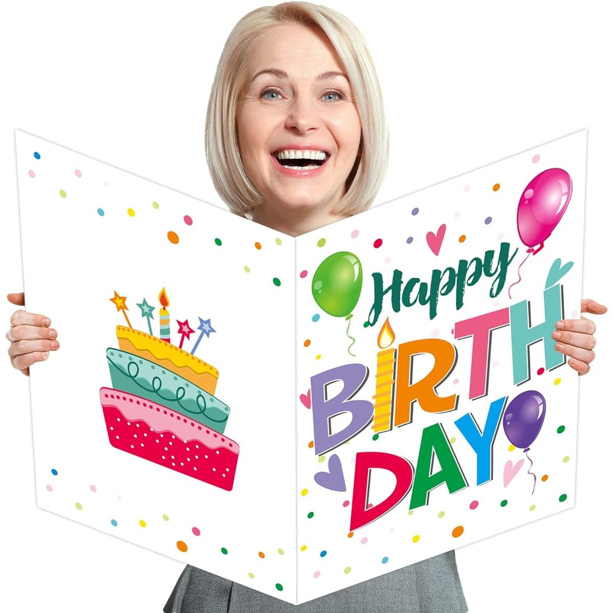 Jumbo Birthday Party Greeting Cards Giant Guest Book Happy Birthday Party Decoration Supplies Gifts for Boys and Girls - Large 14 x 22 Inch