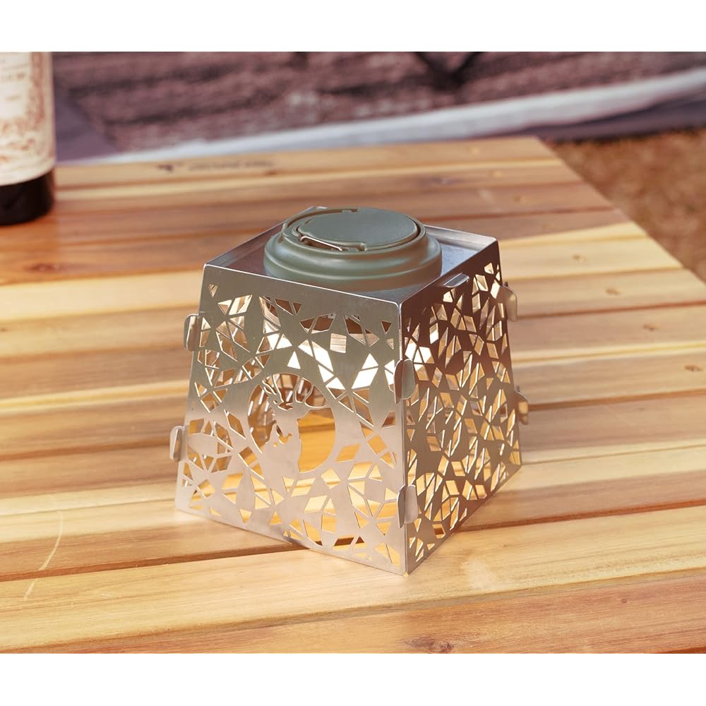 CAPTAIN STAG CS Stainless Steel Lantern Shade with Storage Bag Silver Made in Japan Tsubame-Sanjo UK-5012