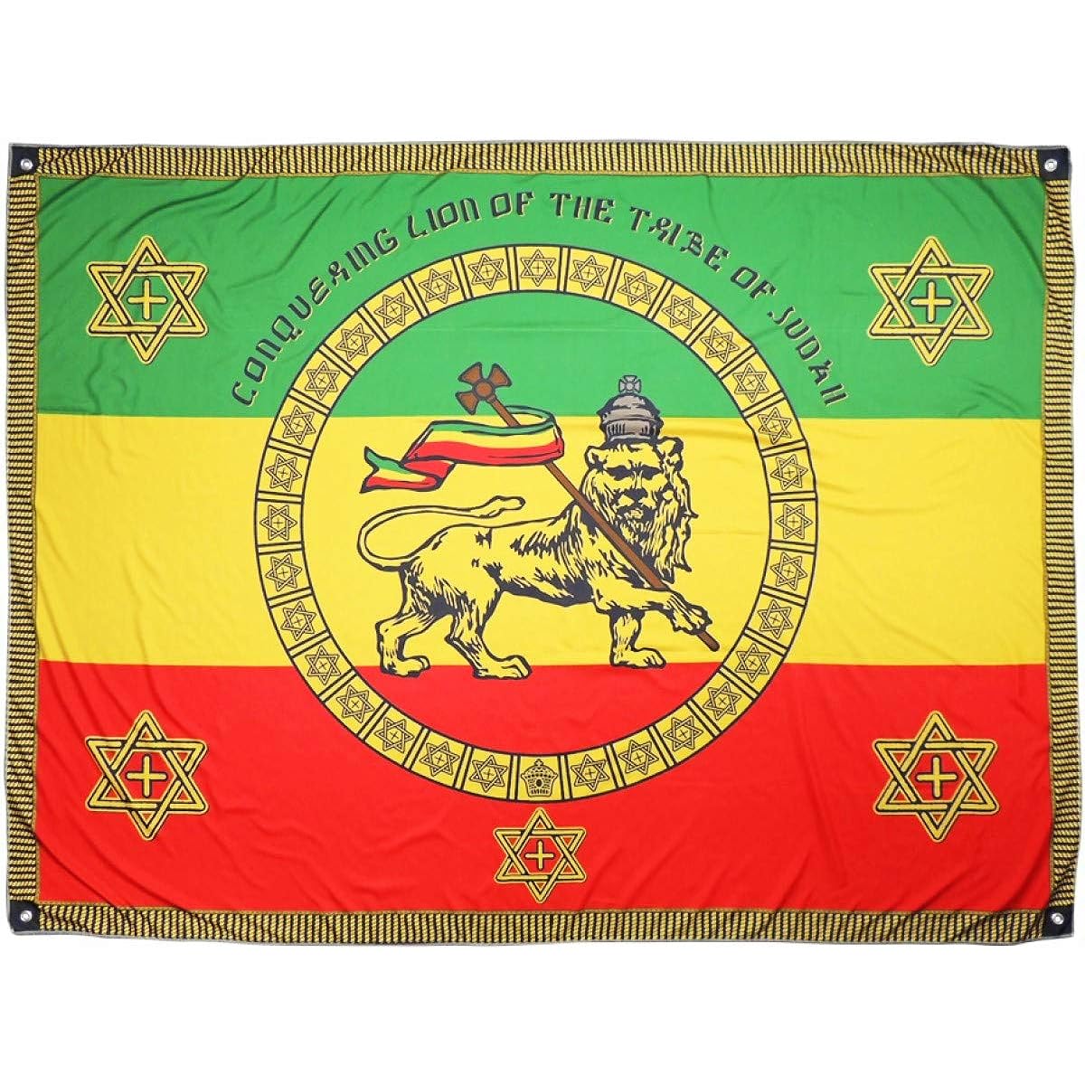 [drs] Rasta Reggae Lion Ethiopia Imperial Standard Lion of Judah Flag 200cm x 150cm Flag