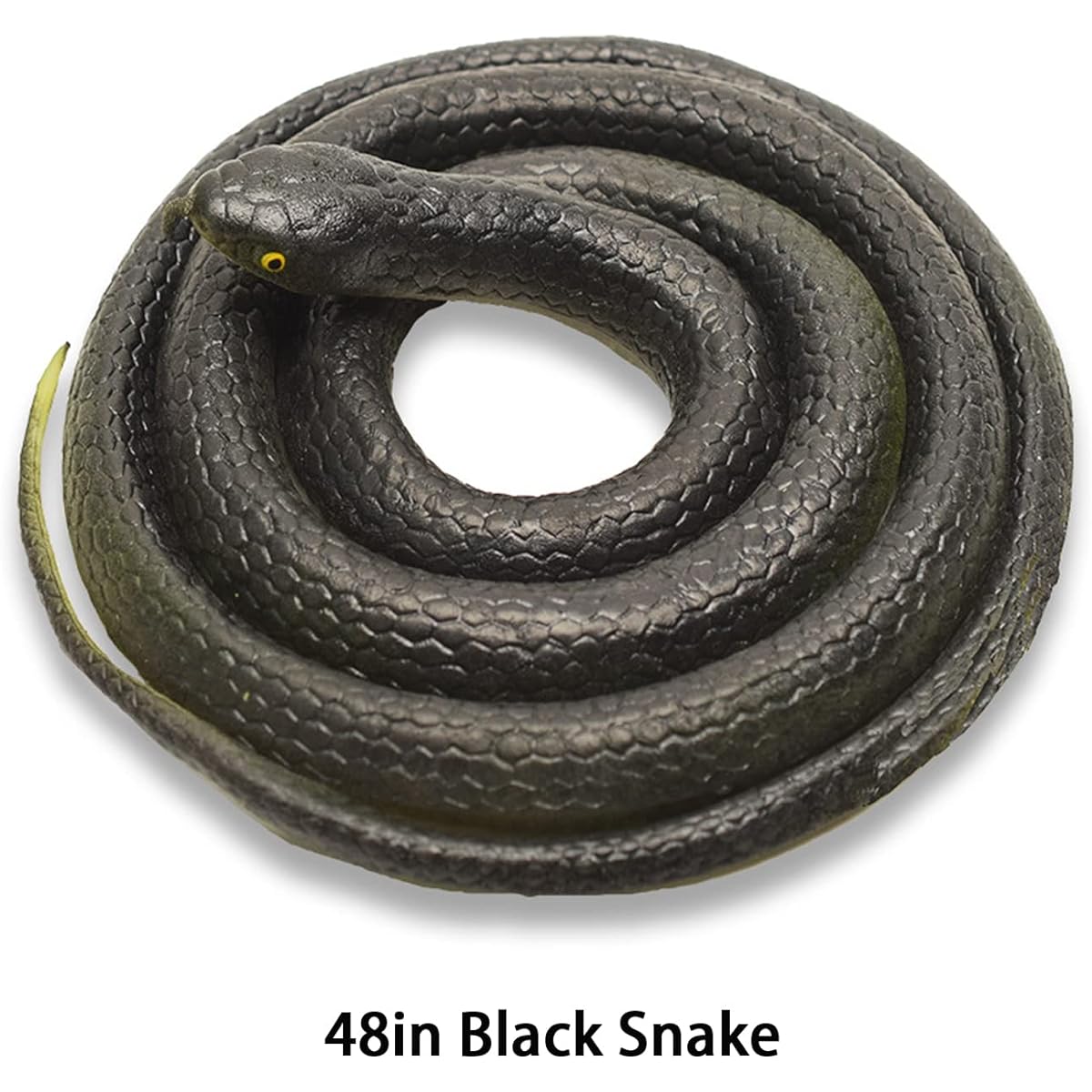 Rubber Python Faux Snake Soft Plastic Snake Bendable (Black 48 Inch)