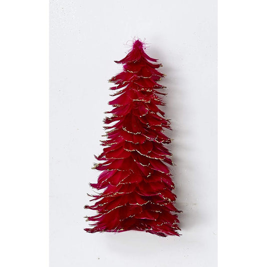 Worth Imports 12" Red Feather Tree with Glitter Tip