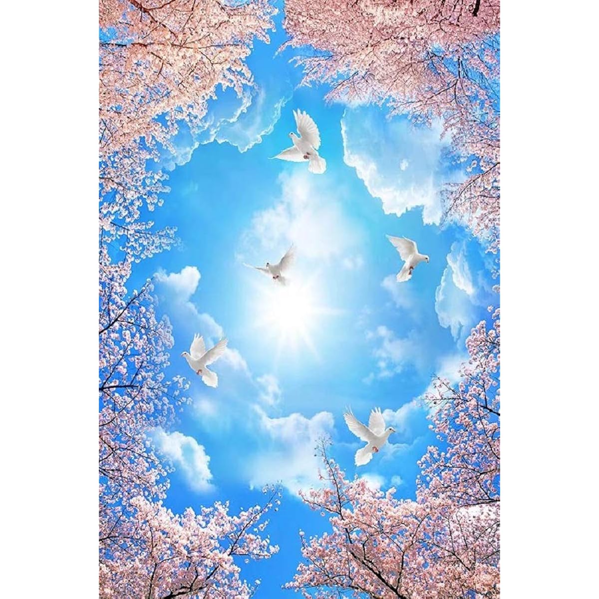 PROW Beautiful Pink Cherry Blossoms Peace Dove 1000 Pieces Adult Toy Jigsaw Puzzle Home Decoration Photo Frame Box