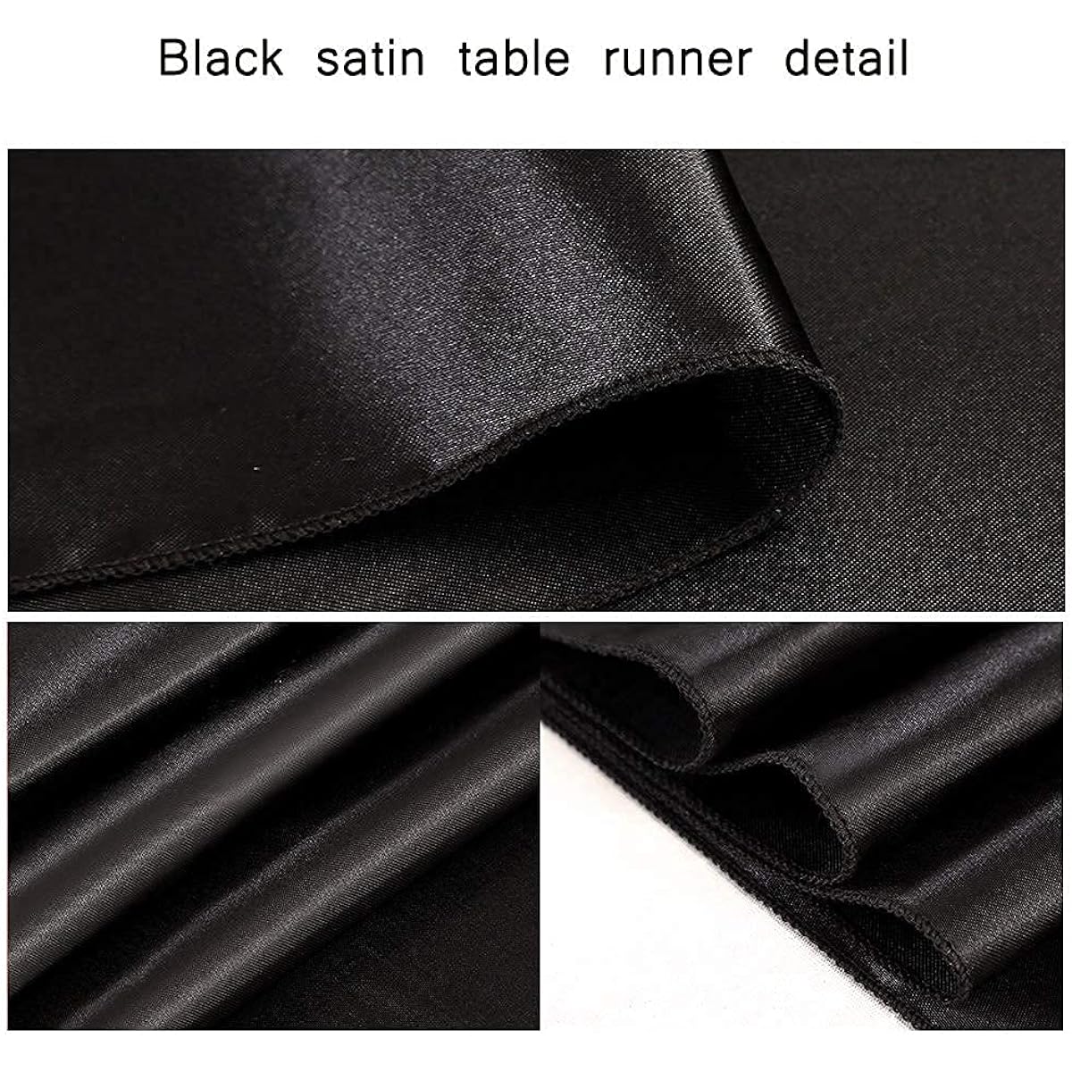Black Satin Table Runners 12" x 108" Long, Silk Smooth Fabric Black Table Runners for Weddings, Banquets, Graduations, Birthday Parties, Pack of 12