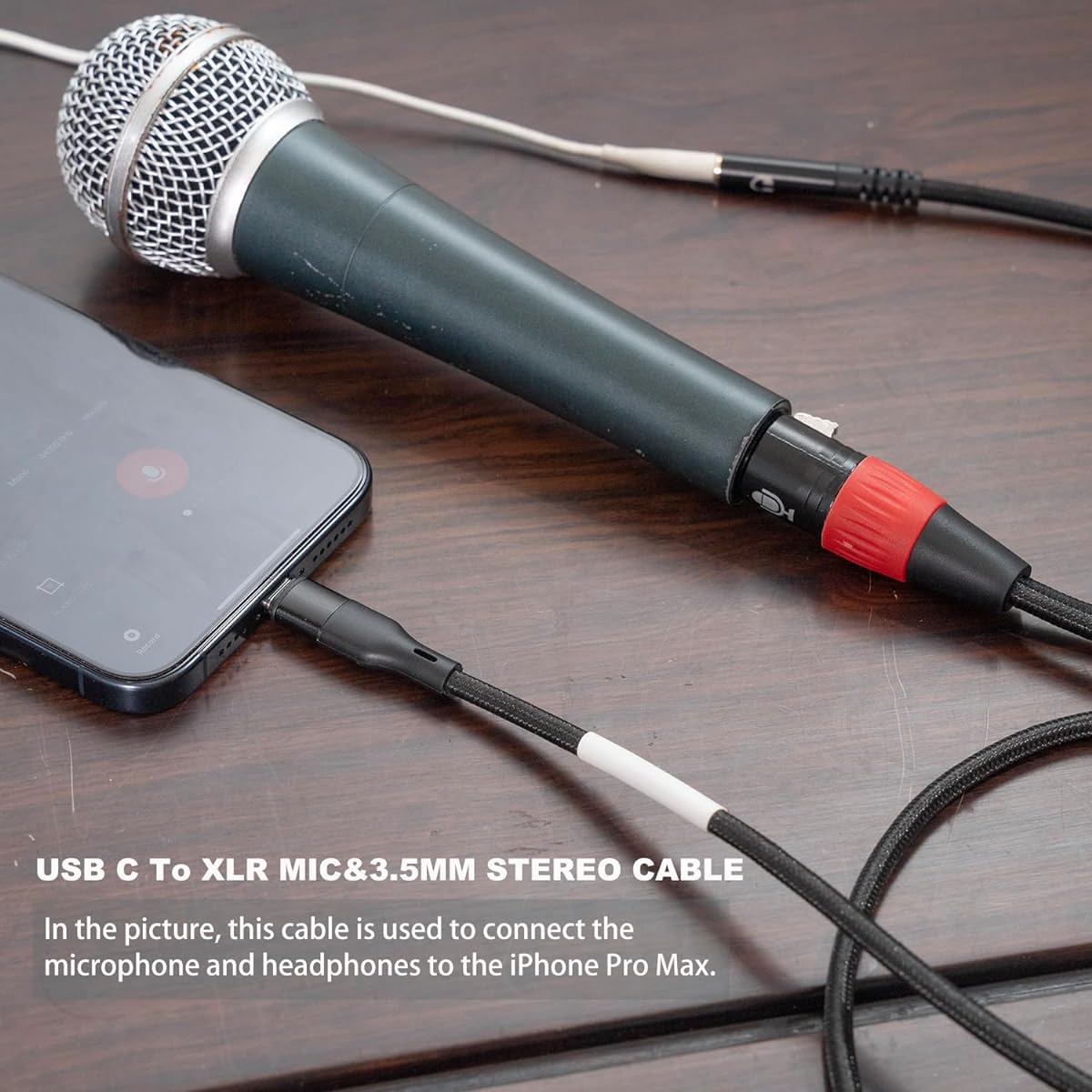 HUALEU 10ft USB C to XLR Female Microphone Cable & 3.5mm (1/8 inch) Female Stereo Output Adapter USB C to 3.5mm Headphone Cable & XLR Female Mic Record Cable for Smartphone Tablet Laptop, NTY35X-30