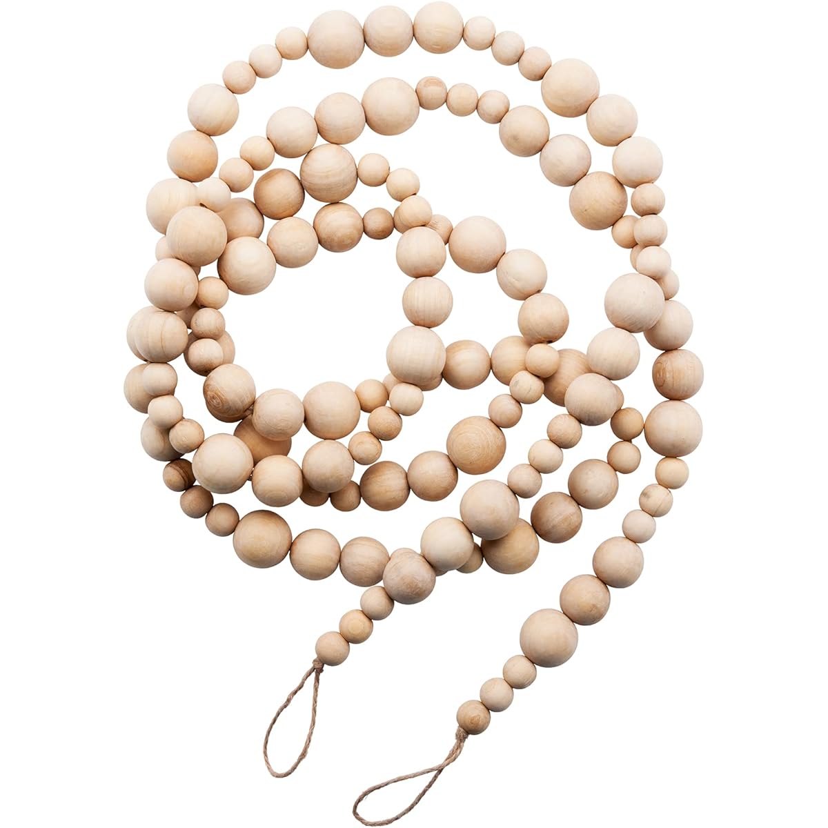 Nanalou Wood Bead Garland 7 ft | Add a touch of boho style to your farmhouse, holiday, and Christmas tree decor. All Natural Handmade Wood Bead Garland (Natural)