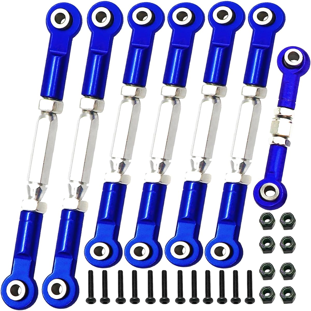 BingHFobbyHuo 7pcs Adjustable Aluminum Turnbuckle/Camber Link Rod End Set for Traxxas Slash 4X4/2WD 1/10 Upgrade Parts (Navy Blue)
