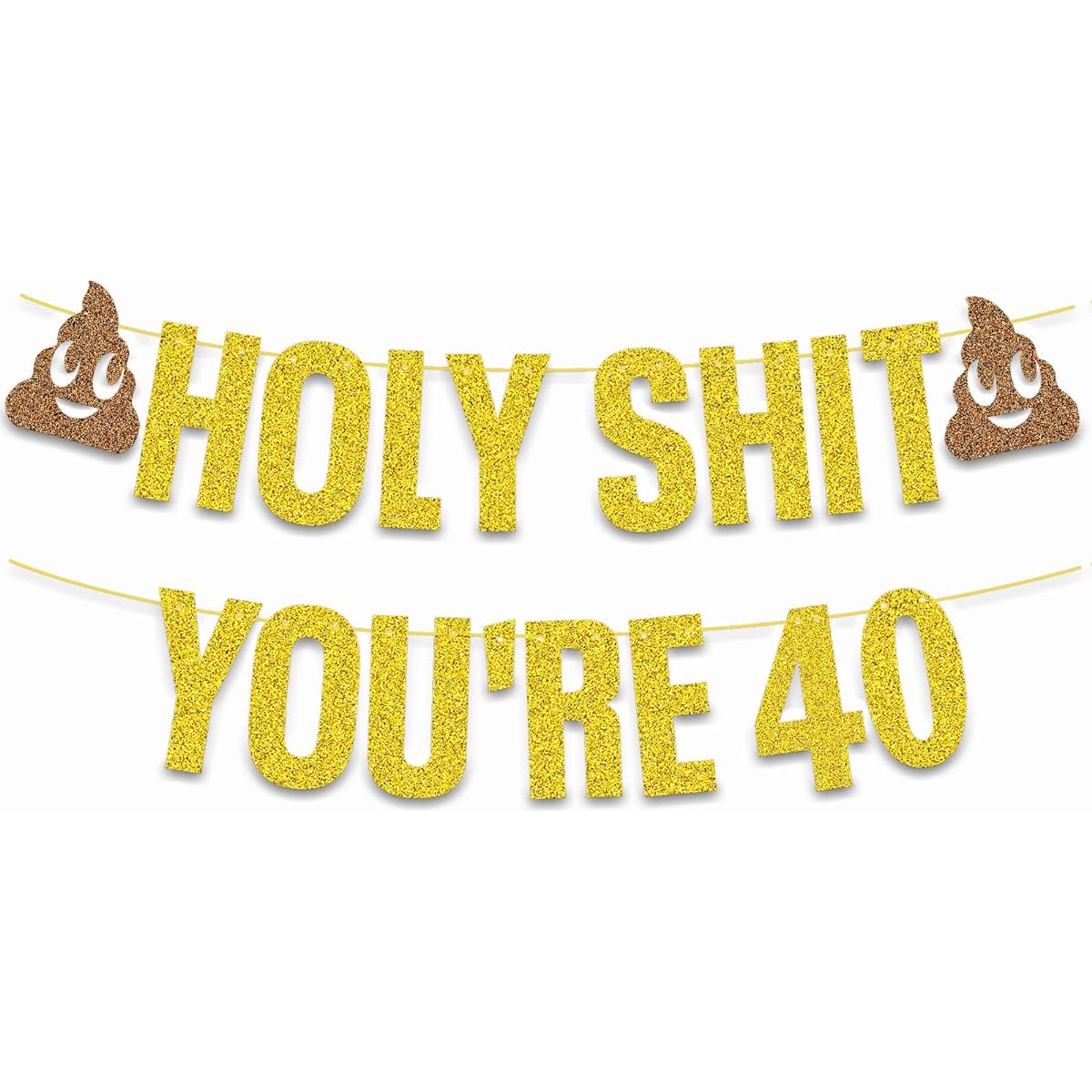 Birthday Decoration Banner Women Men Gold Glitter Birthday Party Decoration (Gold 40)
