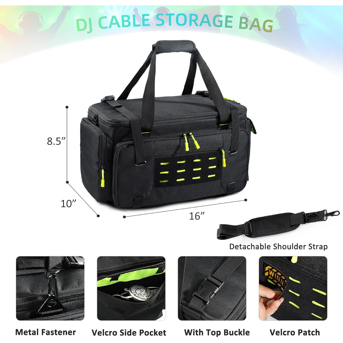 MYBAGZING Original Gig Bag Heavy Duty DJ Cable Bag DJ Equipment Bag Cabel Organizer Bag for Musicians Gear Storage Organizer Bag for DJ Accessories