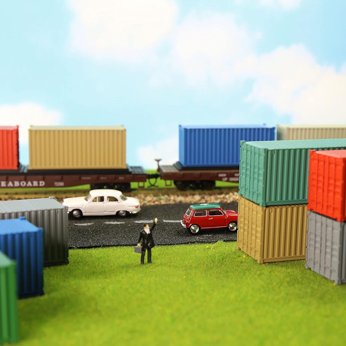8pcs Mixed 20ft Cargo Containers HO Scale Model Railroad Accessories 1:87 20ft Containers C8720
