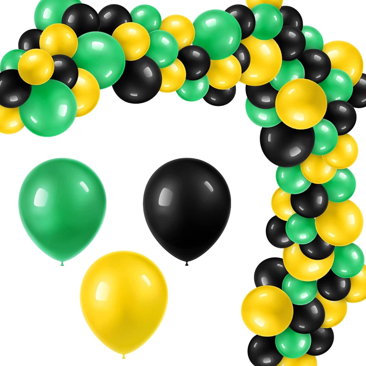 Sratte 120 Pieces June Day Balloons Jamaica Latex Balloons Bulk 12 Inch Black Yellow Green Round Balloons Black History Month Independence Freedom Day Decoration Birthday Party Favors