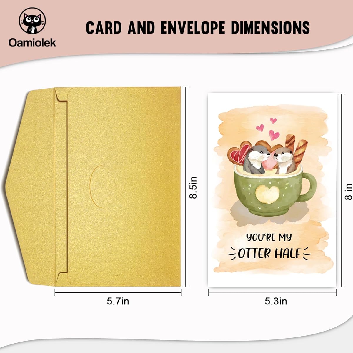 Oamiolek Cute Otter Half Valentine's Day Card Husband Wife Him Her Funny Birthday Card Boyfriend Girlfriend