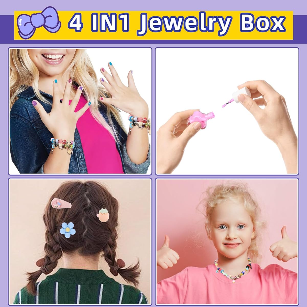 kacanpu DIY Jewelry Making Kit for Girls, Princess Necklace, Bracelet, Earrings, Rings, Cufflinks, Charms and More with Jewelry Box, Jewelry Box for Kids, Birthday Gifts for Girls, Toys