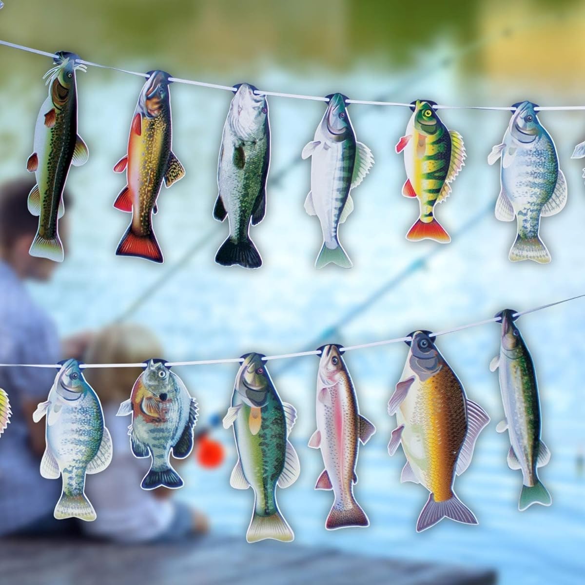 Havercamp Gone Fishin String Hanging Banner Fish Fly Bass Fishing Freshwater Pond Saltwater Tournament Fishing Decoration