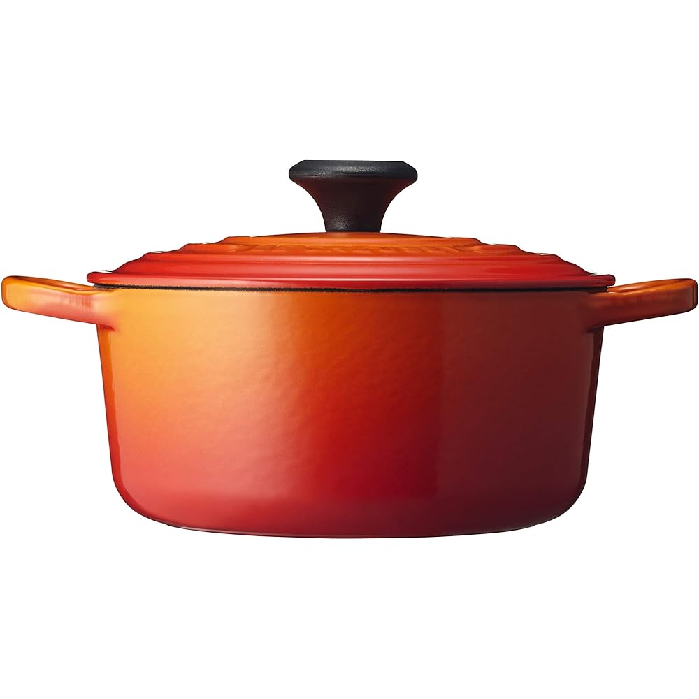 Le Creuset Cast Enamel Pot Signature Cocotte Ronde 18 cm Orange Gas IH Oven Compatible [Authorized Japanese Product]