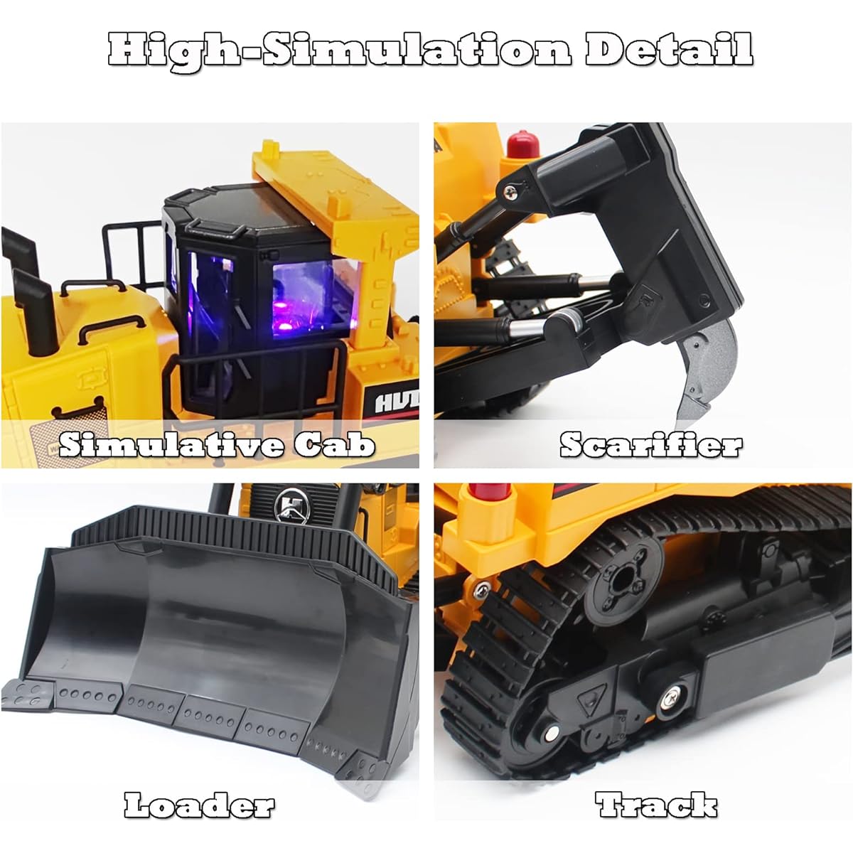 Dollox Remote Control Bulldozer 1/16 RC Front Loader Tractor Toy 2.4Ghz RC Construction Vehicle RC Dozer Toys for Boys Adults 11 Channel Truck Dozer Car with Lights & Sounds for Kids