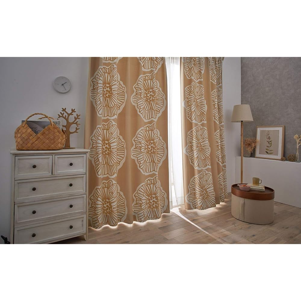 Suminoe Curtain Beige Width 265cm x Length 190cm Dairin Blackout Grade 2 Custom Drape V1246