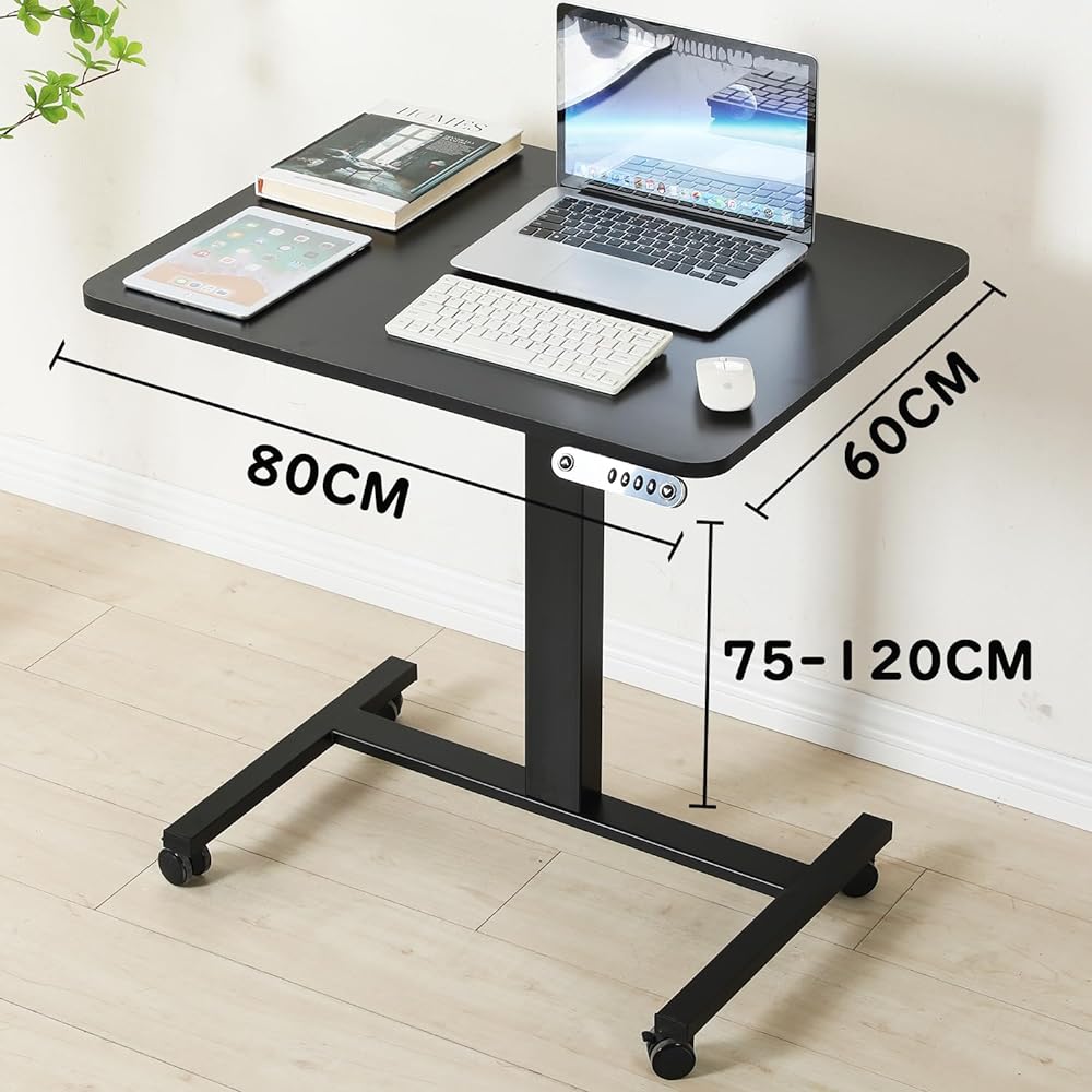 Radlove Computer Desk, Liftable Side Table, Electric Lifting Desk, Width 80CM x Depth 60CM, Nursing Table, PC Bed Table, Height Adjustable, Memory Function Included, Height 75-120cm (80*60CM, Black)
