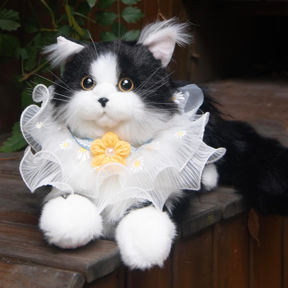 Chongker Cat Plush Realistic Cat Stuffed Toy for Children Realistic Ragdoll Cat Stuffed Toy Gift for Kids and Cat Lovers (Black Cat)