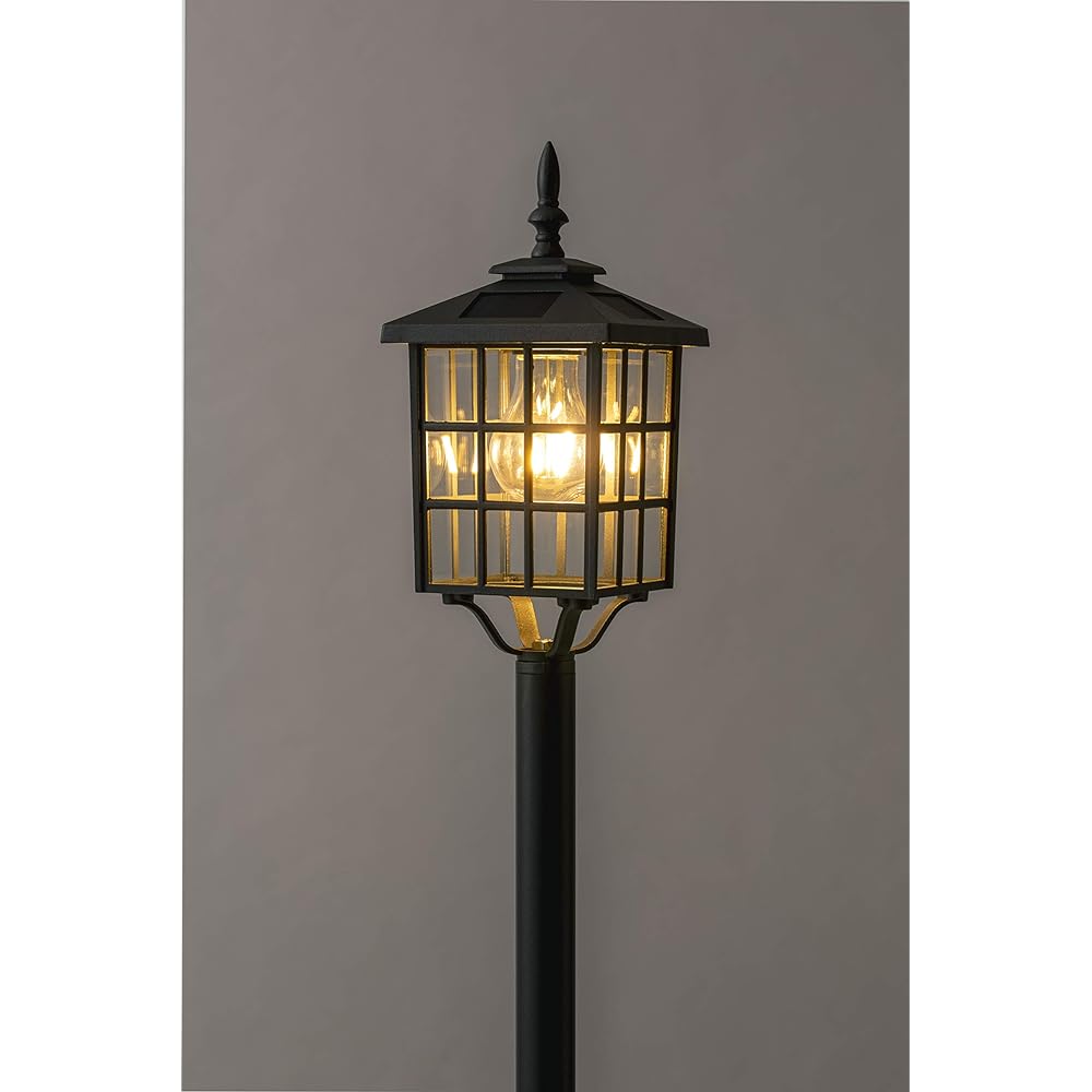 Takasho Solar Light Outdoor Light Classic Post Light Black Garden Light Indirect Lighting Waterproof Retro Light Aluminum, Stainless Steel, Glass, ABS Resin LGS-123