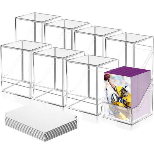8 Pack Card Deck Case for Trading Cards, Acrylic Card Storage Box, Holds 100+ Sleeved Cards, 8 Dividers, Clear Card Storage Box for YuGiOh/MTG/Sports Cards (8 Packs)