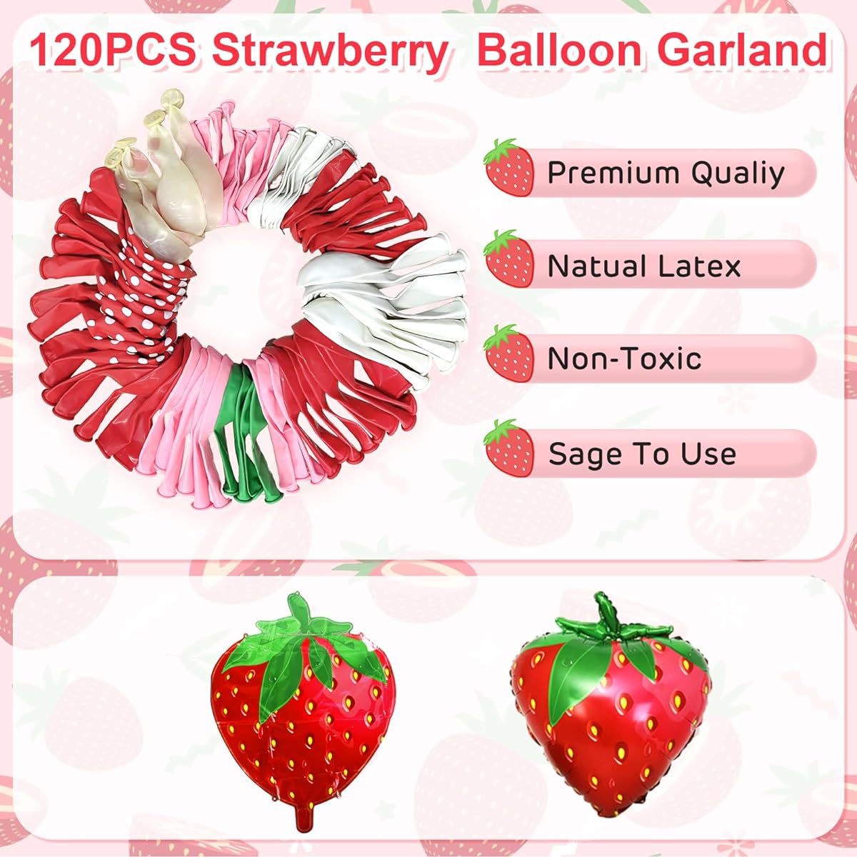Amandir Strawberry Birthday Party Decorations, Very First Balloons Garland Arch Banner Hanging Swirls Cake Topper Foil Number 1 Sweet One Girls 1st Birthday Decorations Baby Shower Supplies