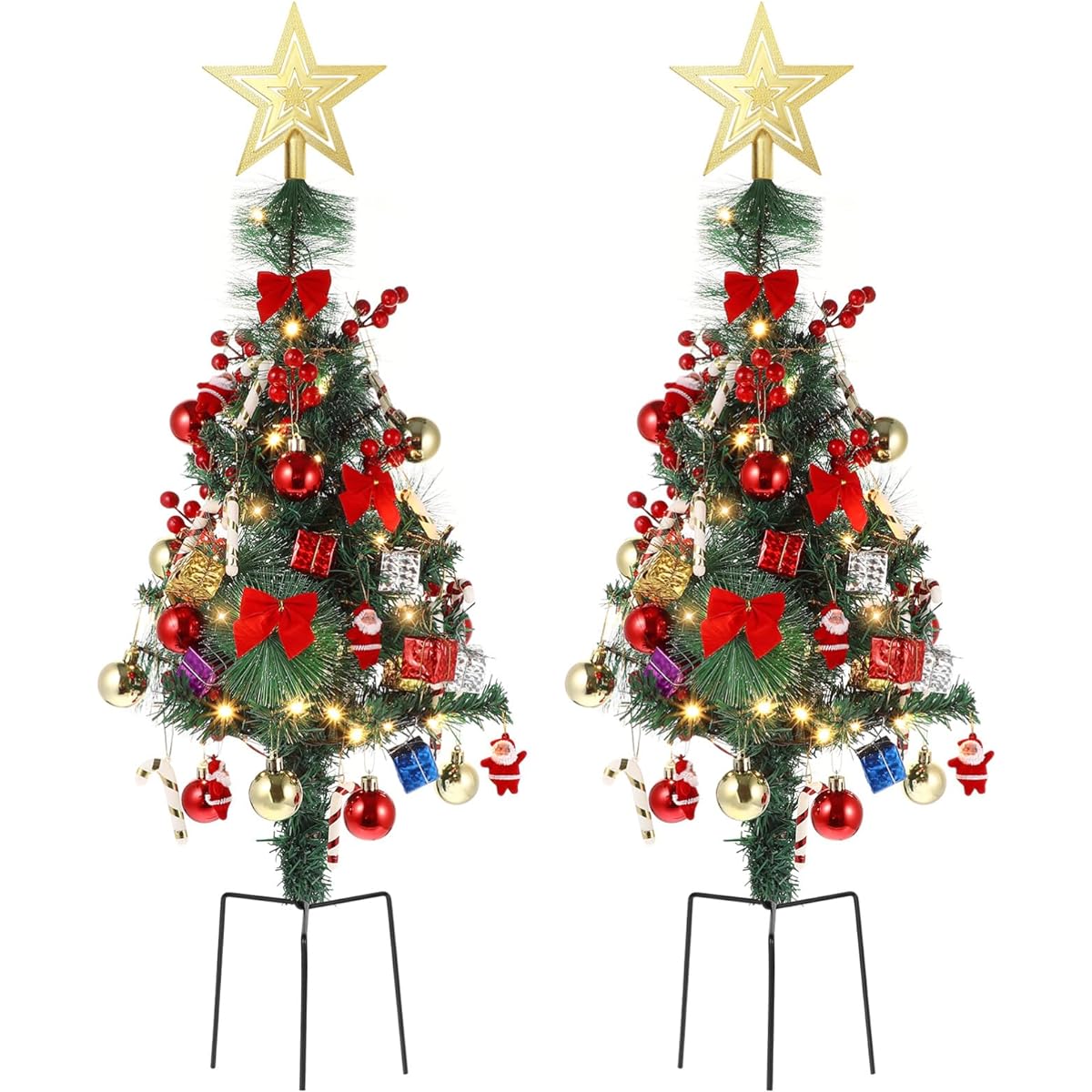 Unomor Artificial Christmas Tree Decorations Outdoor Christmas Tree Light String Decorations Beautiful Garden Christmas Tree Ornaments 2pcs