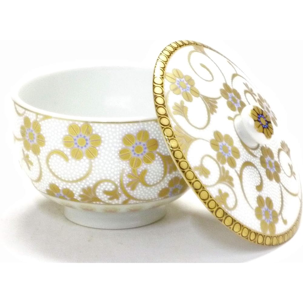 Kutani ware [teacup with lid] White iron wire (sticker version) single item