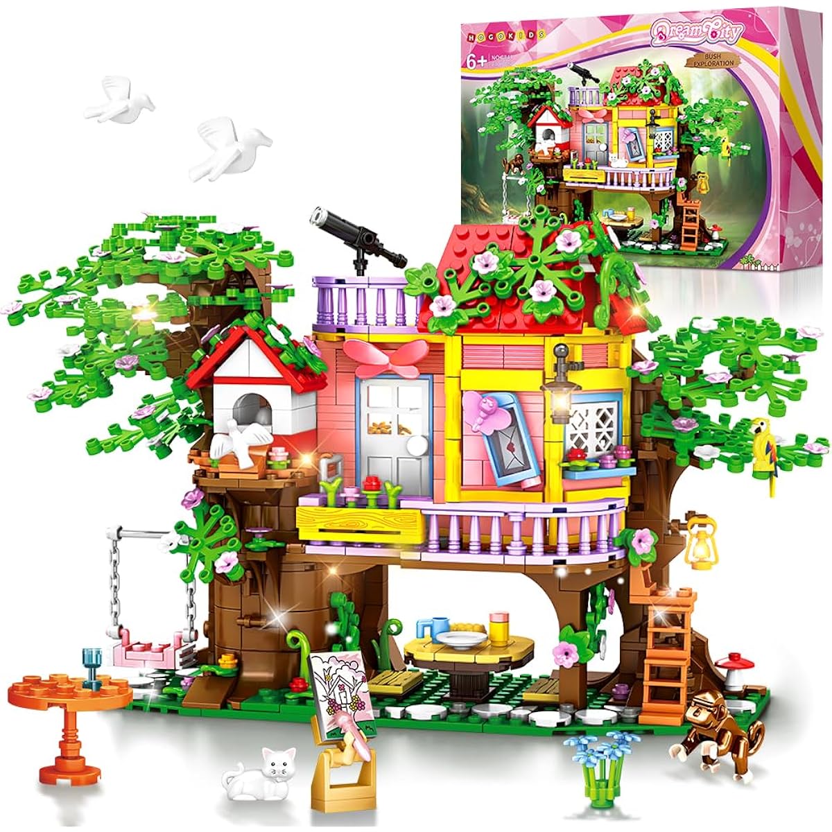 HOGOKIDS Tree House Girls Building Toy - Creative Construction Set Building Bricks | Tree House with Fountain and Animals Building Blocks STEM Toys Gift 6 7 8 9 10 11 12 Years Old Girls Boys