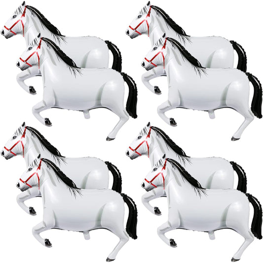 8pcs 41inch Large Horse Balloons Horse Shape Balloons Horse Foil Aluminum Balloons Horse Themed Party Balloons Horse Themed Decorations for Birthday Baby Shower Cowboy Party Supplies White