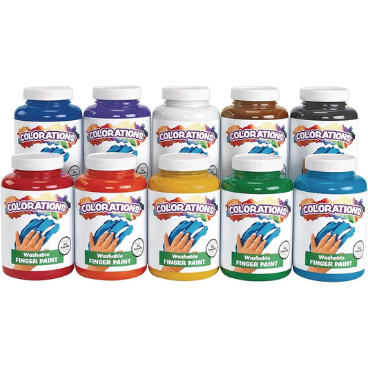 Colorations Washable Finger Paints for Kids 16oz Each 10 Colors Non-Toxic Paints Kids Finger Paints Sensory Finger Paints Kids Paints Hand Paints Kids Finger Paints Finger Paints for Toddlers