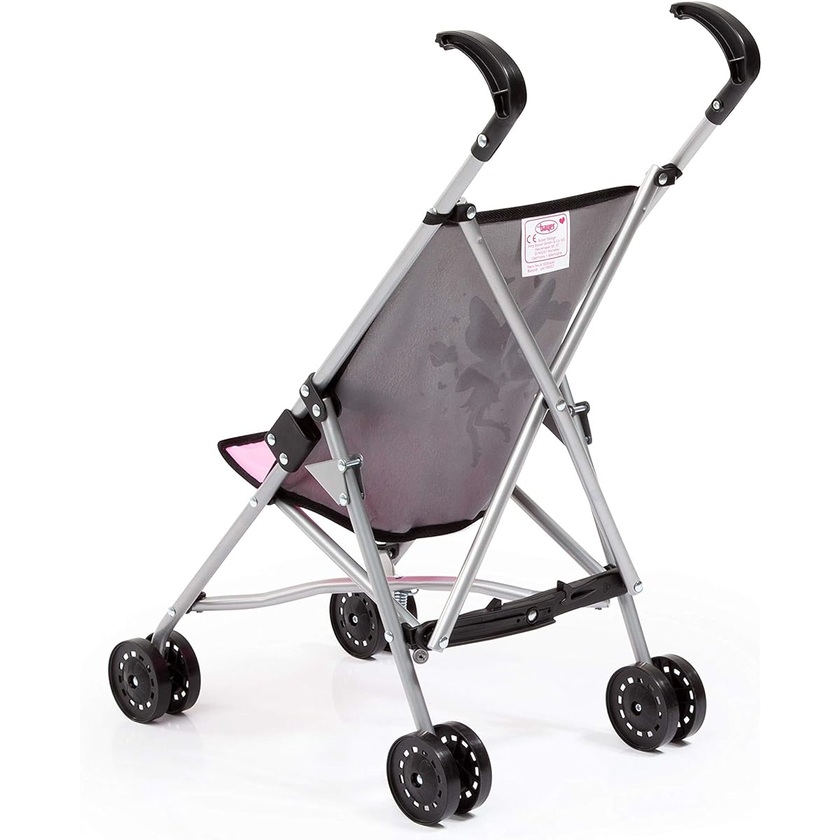 Bayer Design Buggy Doll Stroller, Stroller, Integrated, Belt, Foldable, Gray, Pink, Fairy, 30566AA