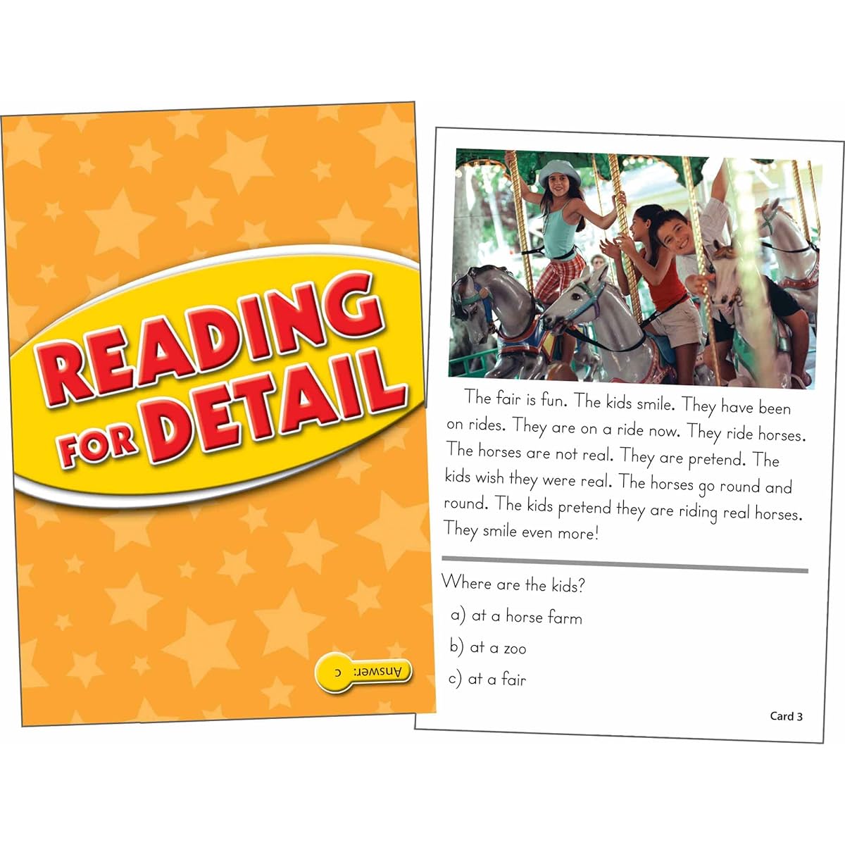 Edupress Reading Comprehension Practise Cards, Reading for Detail, Yellow Level (EP62996)