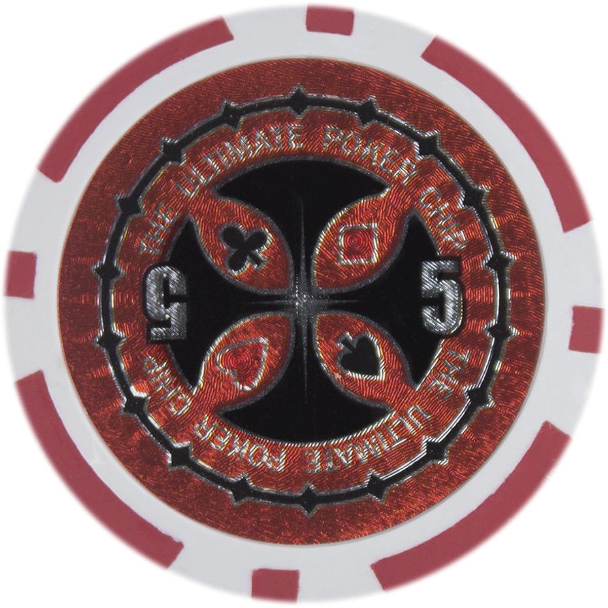 Brybelly Ultimate Poker Chips Holo Inlay Heavyweight 14 Gram Clay Composite - Pack of 50 ($5.00 Red)