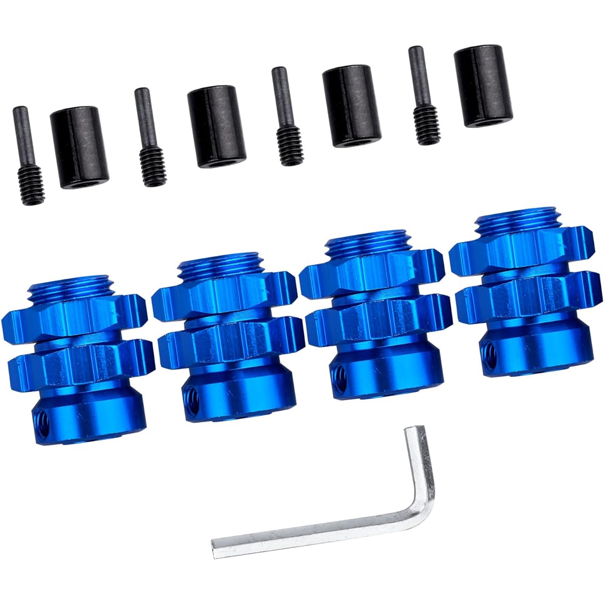 FriHobby 17mm Wheel Spacer Wheel Hub Extension Drive Adapter & Nut for Traxxas E-Revo Summit 1/10 RC Monster Truck (Navy Blue) 4pcs