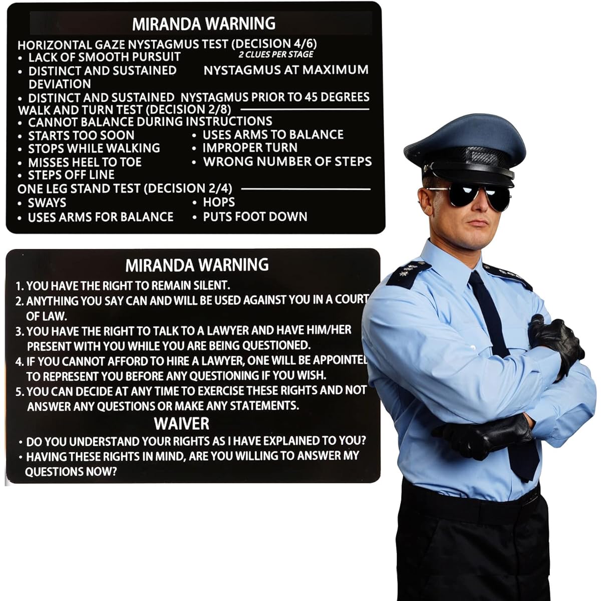 Velinpun Metal Miranda Warning Cards, Miranda Juvenile Cards, Miranda Rights Cards, Metal Laser Engraved Insert Cards (Black) 3 Pieces