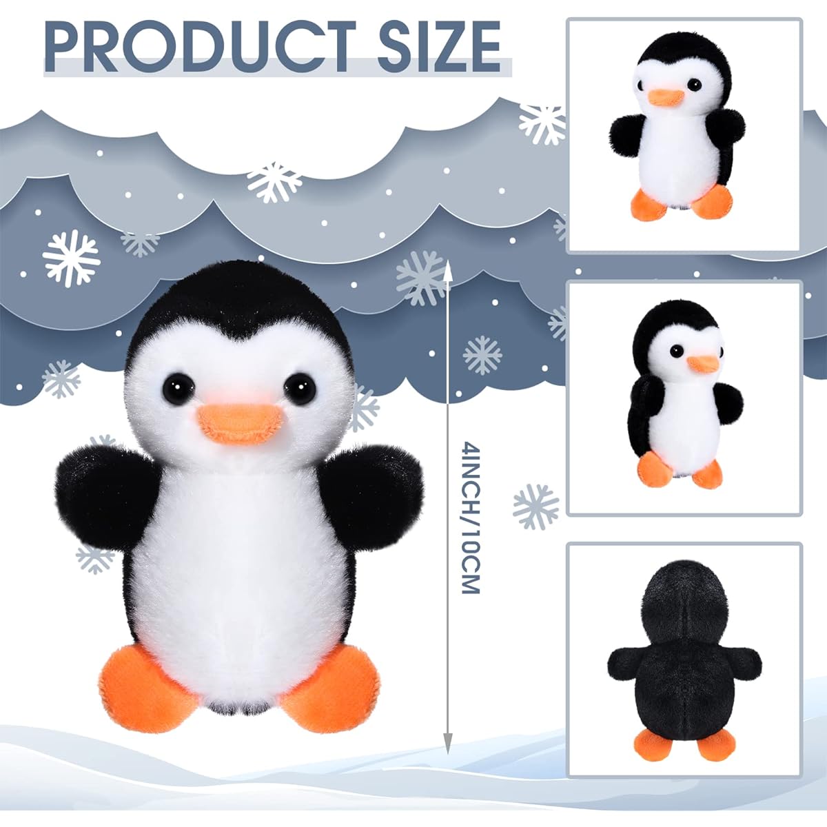 Skylety 8pcs Mini Penguin Keychains 10cm Stuffed Animal Penguins Cute Plush Toys Small Stuffed Animals Penguins Hanging Pendant for Bags Felt Penguin Ornaments for Kids Christmas Birthday Decoration Gifts, Black & White, about 10 cm