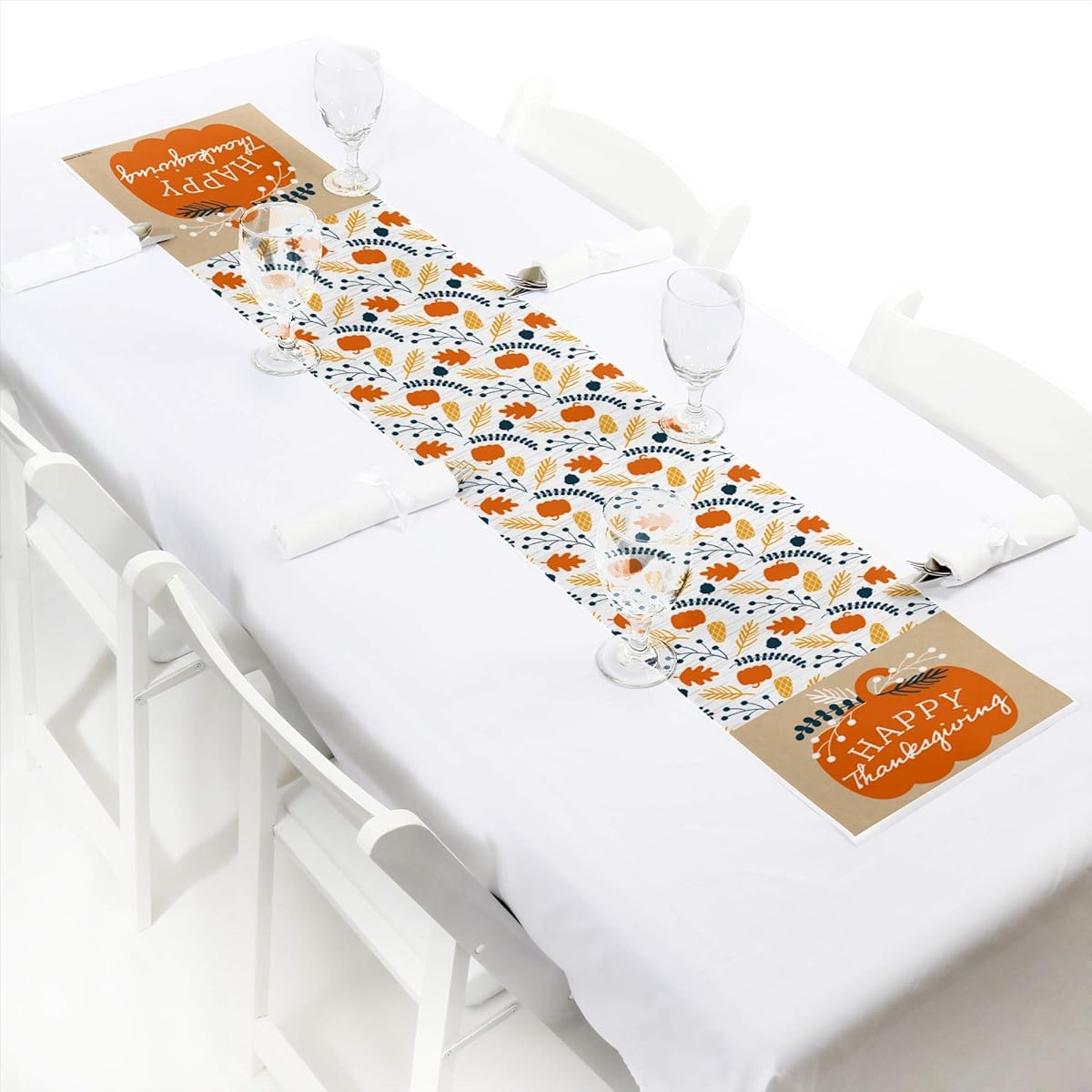 Happy Thanksgiving Big Dot Happy Thanksgiving - Small Fall Harvest Party Paper Table Runner - 12 x 60 Inch