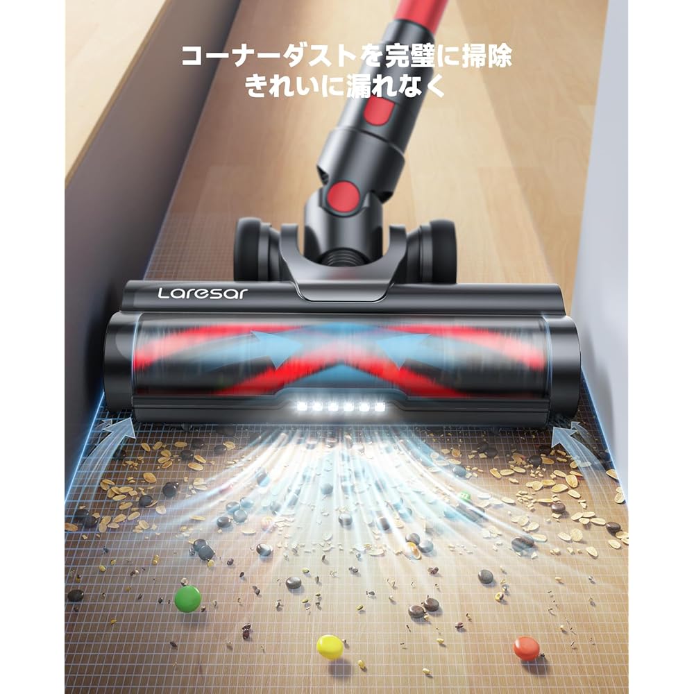 Laresar Cordless Vacuum Cleaner 38000pa 450W Vacuum Cleaner with Aroma Chip, Aromatic Exhaust, Cyclone, Flat to 180°, 55 Minutes of Operation, 3 Level Suction Power Adjustment, Multiple Filtration,