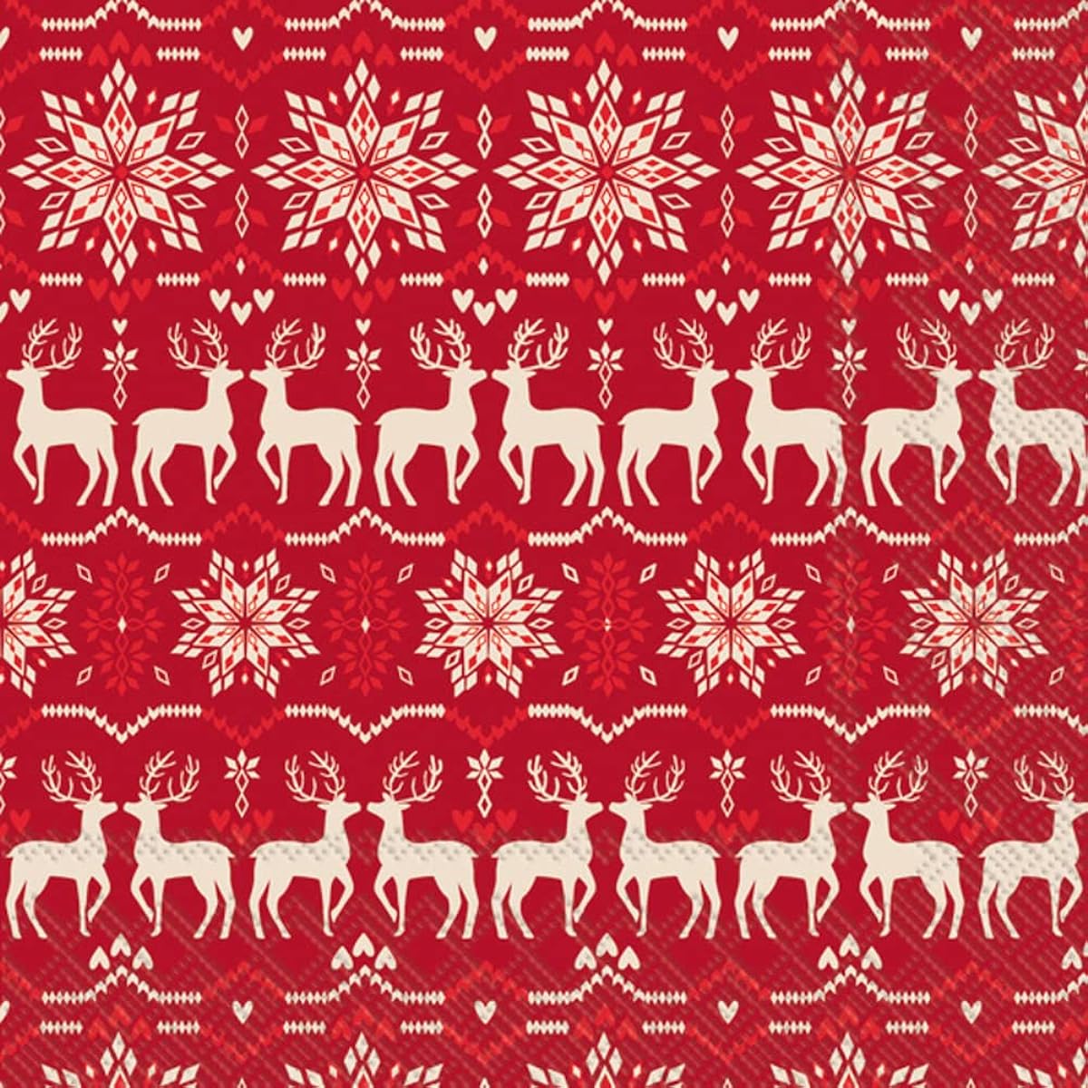 Boston International IHR Winter Holiday Christmas 3-ply Paper Napkins, Lunch Size, 20 Count, Soren, Red
