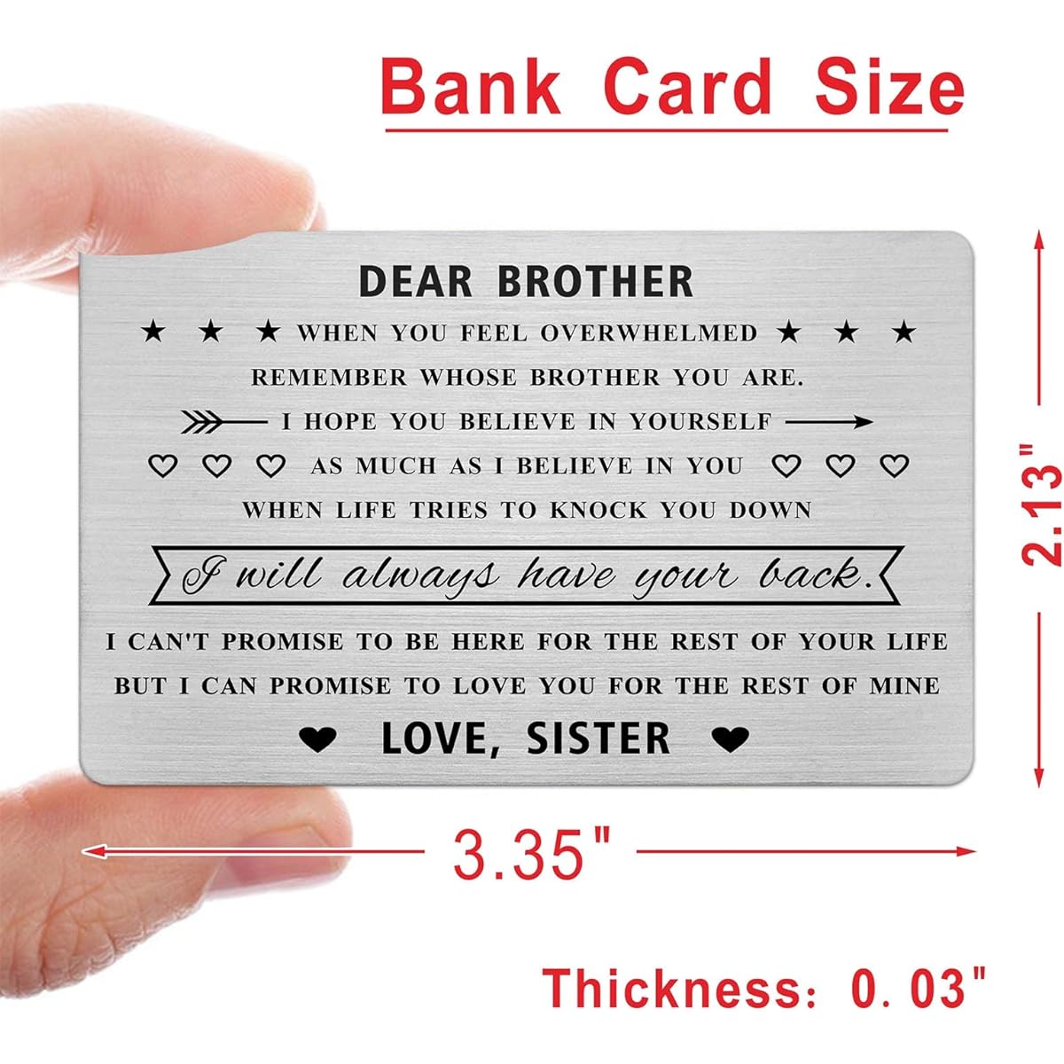 Jzxwan Sibling Gifts, Birthday Wedding Cards from Sister to Brother, Personalized Christmas Father's Day Gifts from Sister to Brother