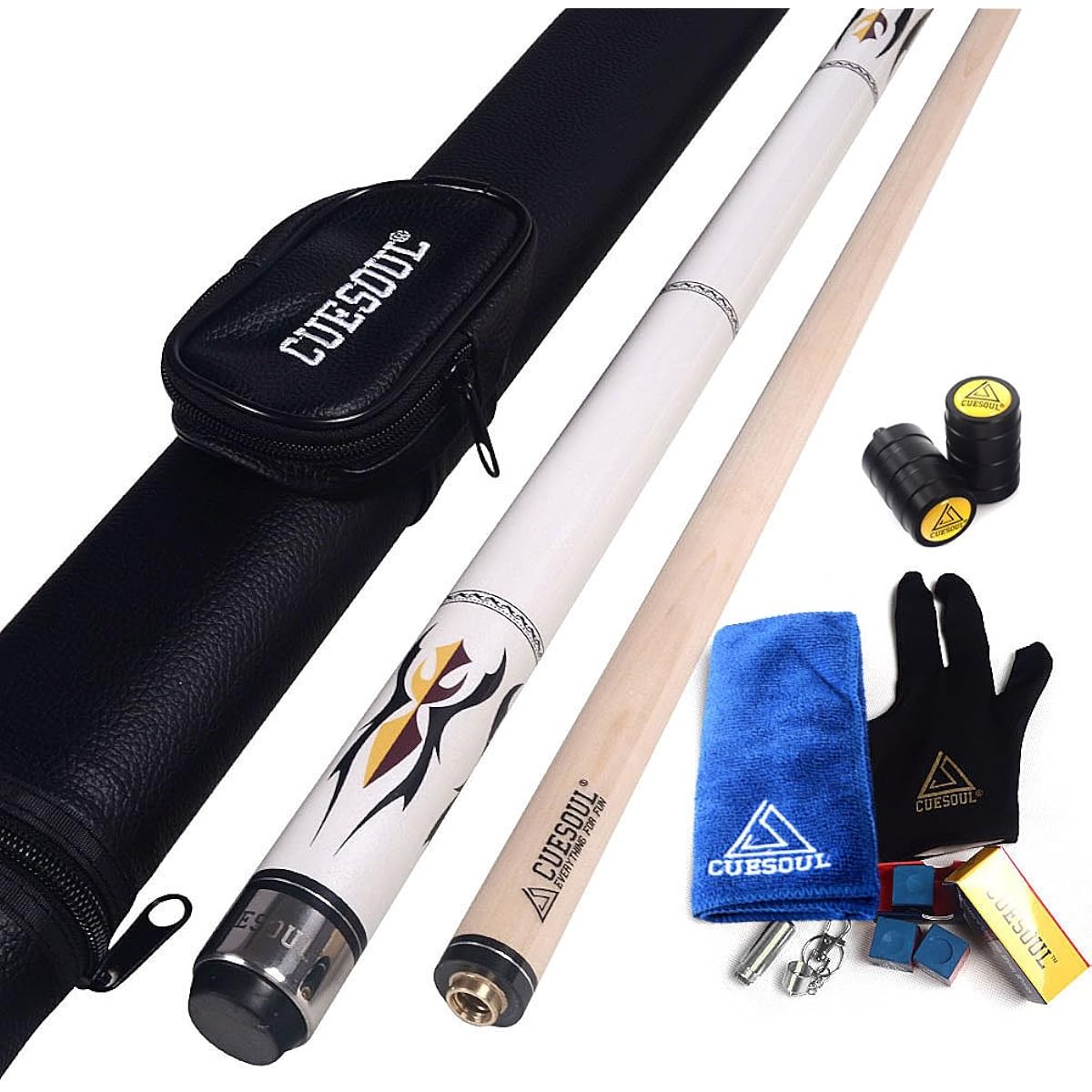 Cuesoul 58" 19oz 2 Piece Maple Billiard Pool Cue Stick