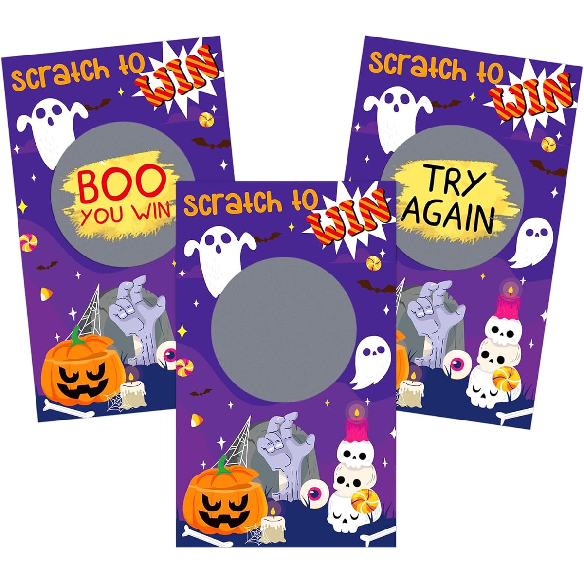 WaaHome Halloween Scratch Off Game Cards for Kids and Adults, 28 Ghost Scratch Off Cards for Halloween Baby Shower Birthday Party Game Supplies Favors Classroom Family Activities Prizes