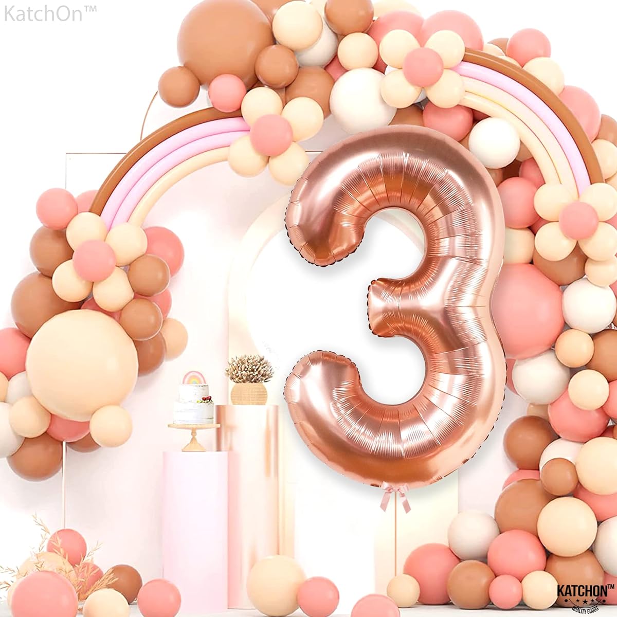 Large 40 Inch Rose Gold Number 3 Balloons - Rose Gold 3 Balloons | 3rd Birthday Decorations for Girls | 3 Birthday Balloons for Girls | 3 Balloons for 3rd Birthday 3 Years Old birthday 3rd anniversary