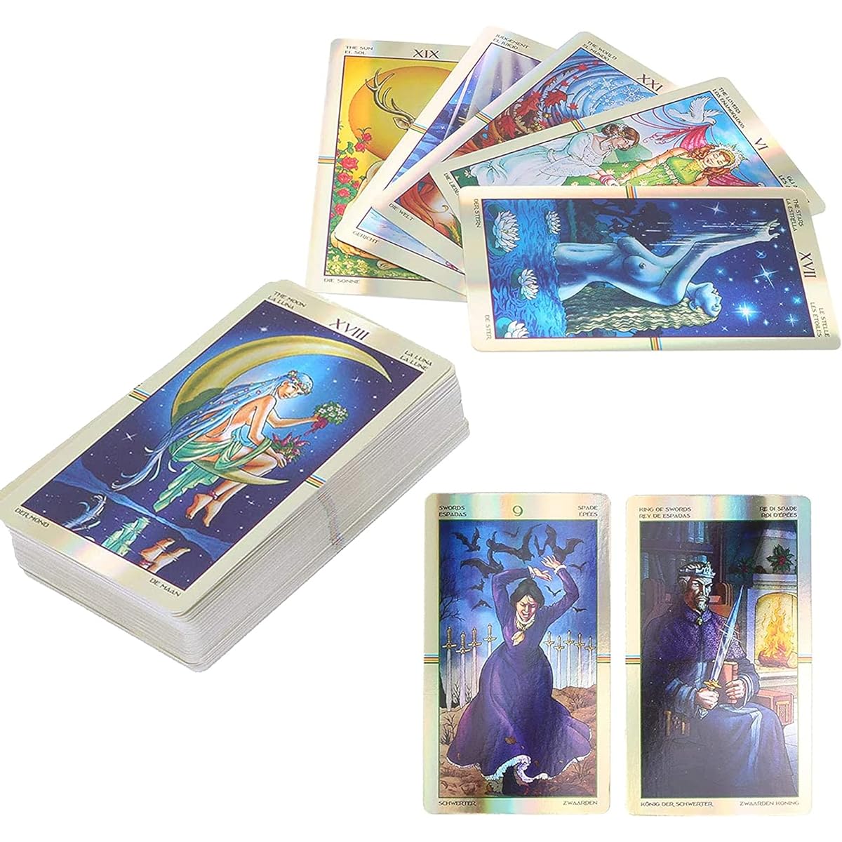 Tarot Deck 78 Cards English Divination Hologram Paper Great for Beginners Party Board Game Interactive Game