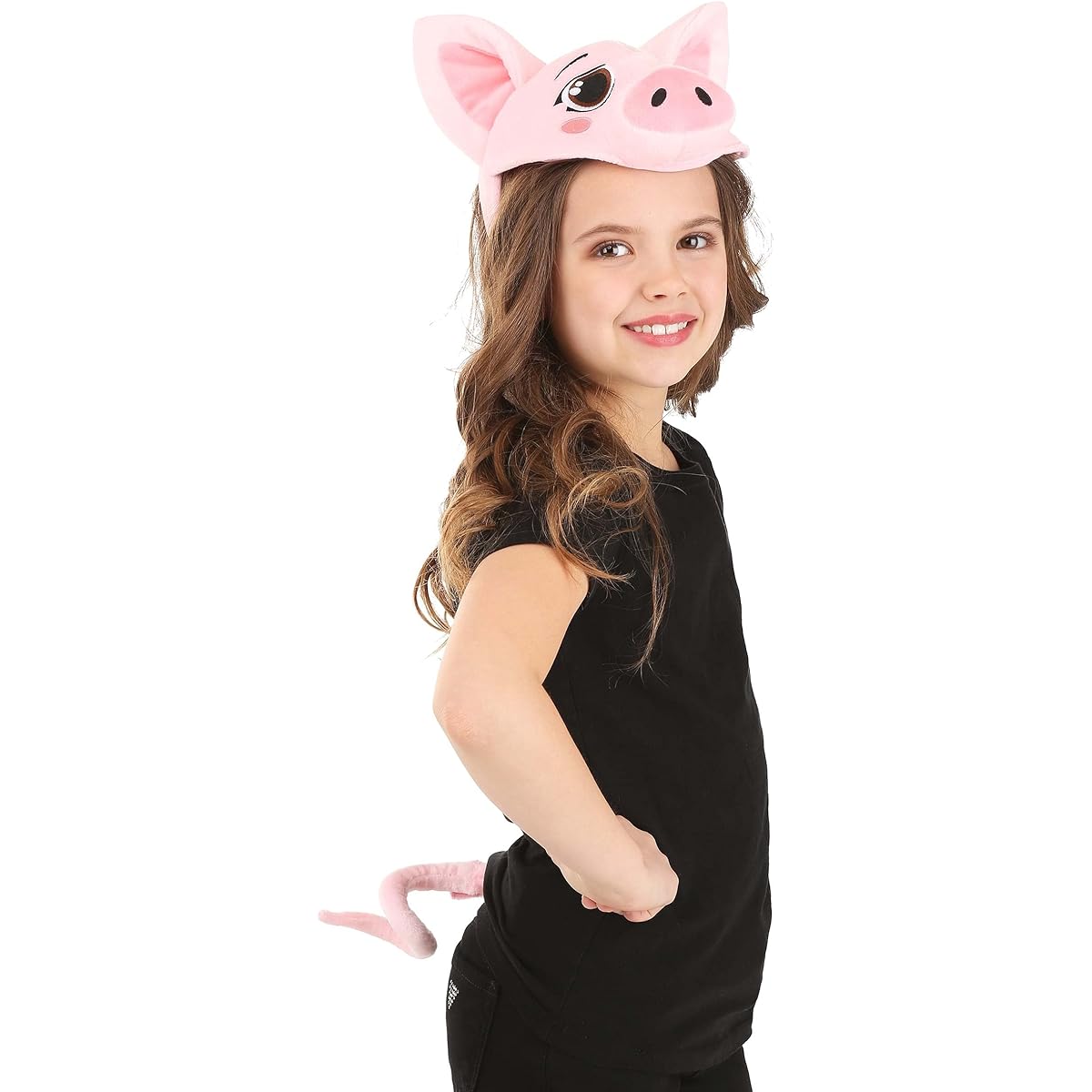 Pig Plush Headband & Tail Costume Kit for Adults and Kids - Pink