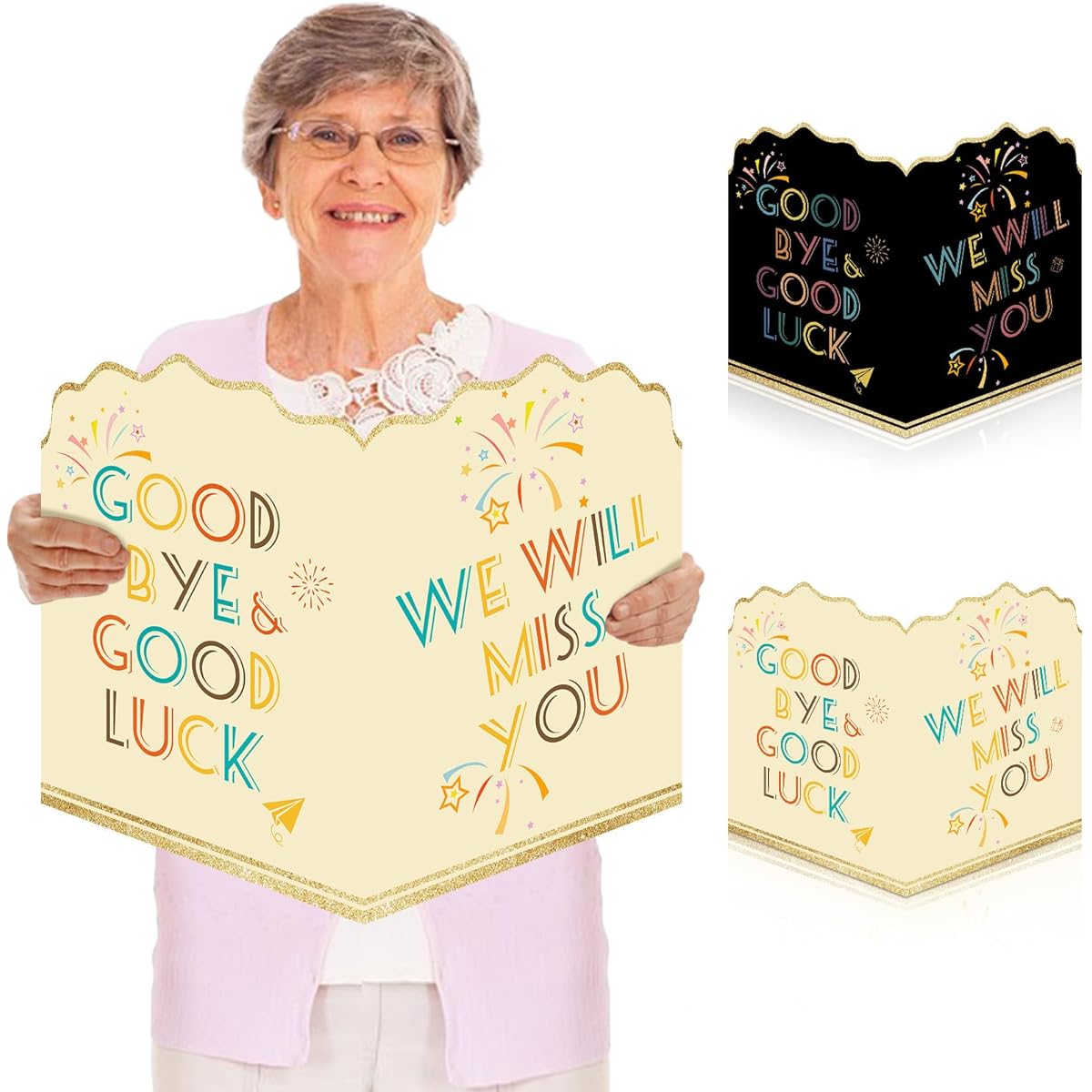 Hugestar Large Farewell Greeting Cards 25 x 16 Inch Giant Guest Book Jumbo Farewell Cards We Will Miss You Extra Large Retirement Graduation Office Signature Cards for Colleagues Men Women Good Luck