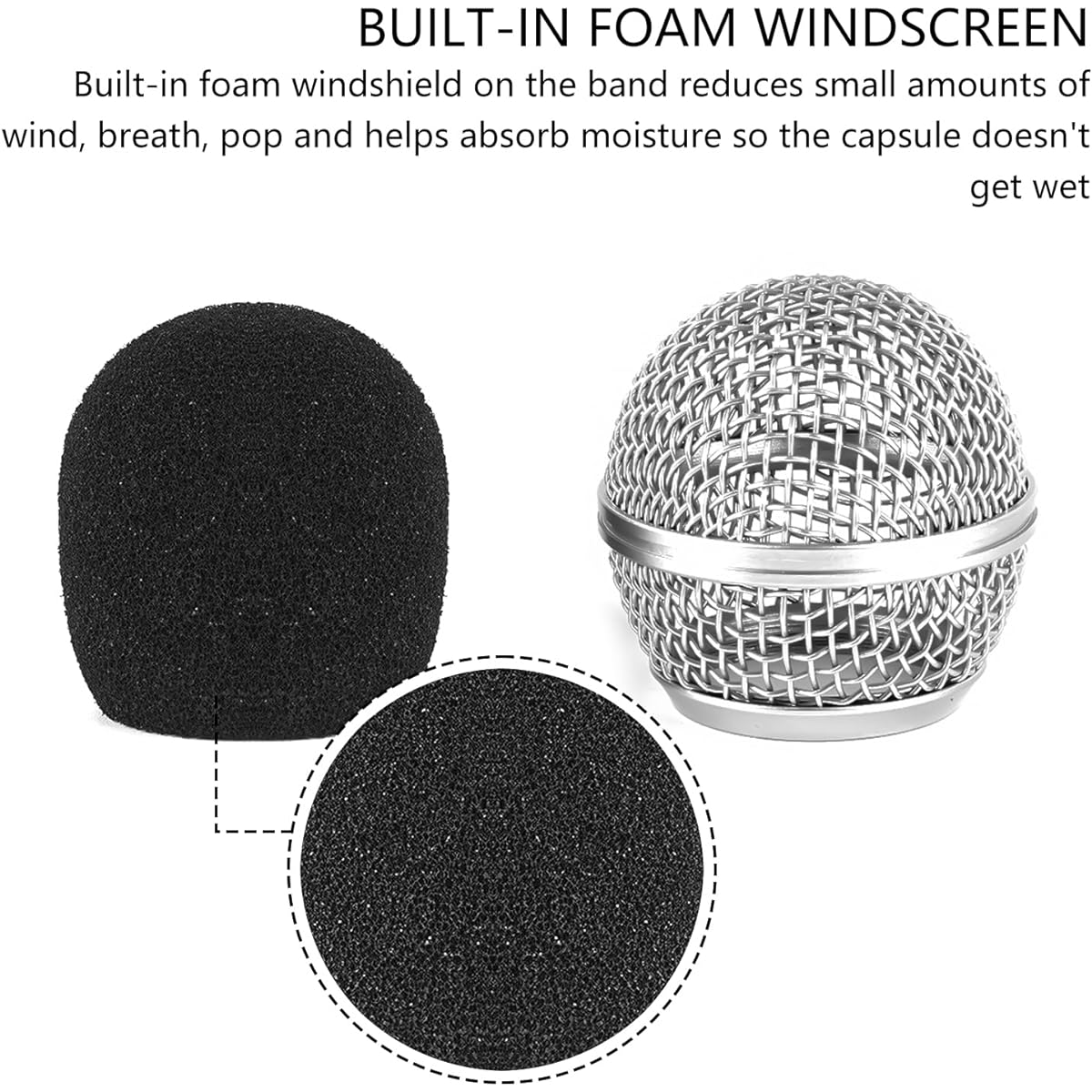 Musiin Microphone Replacement Grill for Shure SM58 SM58-LC SM58S BETA 58A SV100 PGX24 SLX4 Mic Head Cover Mic Ball Head Mesh Grill Capsule Parts